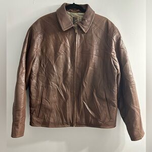 Vintage RC Robert Comstock Expedition Mens Brown leather jacket lined